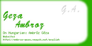 geza ambroz business card